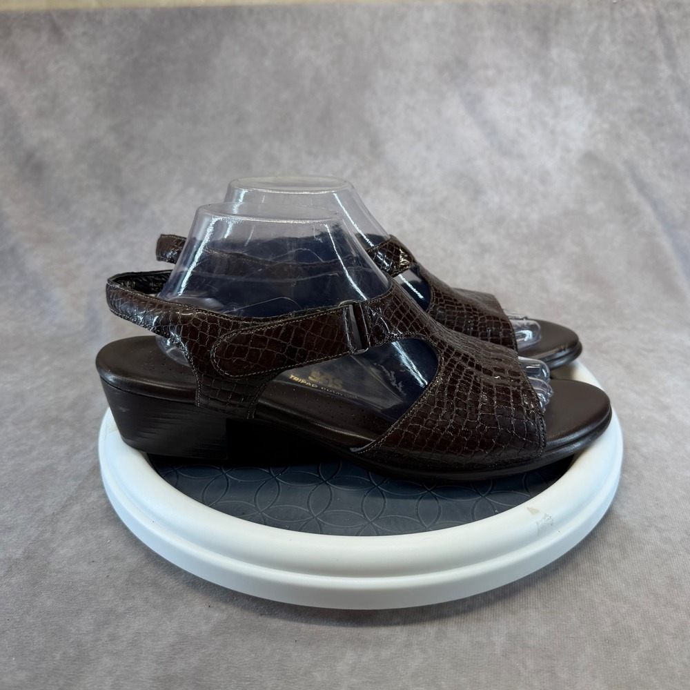 SAS Tripad Comfort Sandals Womens 11.5 N Brown Croc Embossed Slingback Heel